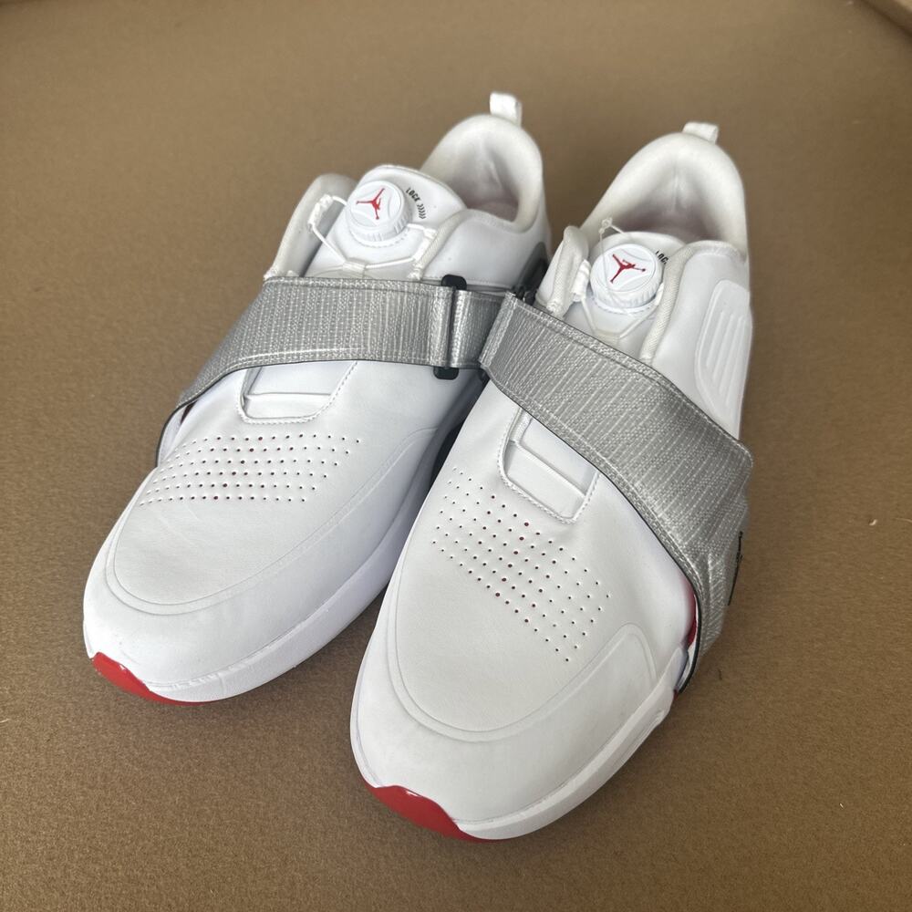Nike Jordan Men's Air Rev Golf Shoes White Metallic Silver Sz 14 Wide FV6339-100